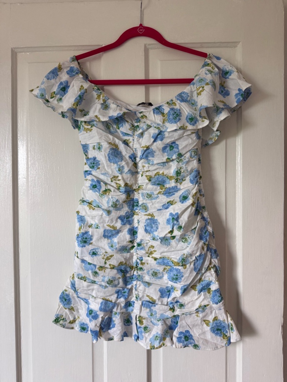 Zara Blue Floral Off The Shoulder Dress